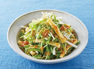 カリカリお揚げとじゃこの梅ドレッシングサラダ