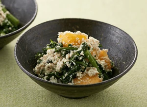 春菊と柿の白和え