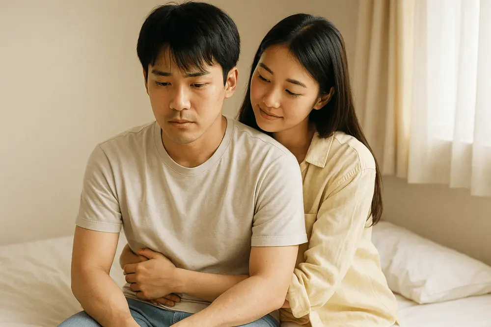 彼氏に寄りそう彼女