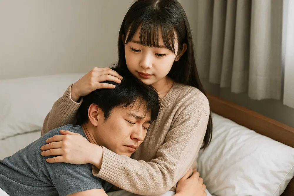 彼氏を慰める彼女
