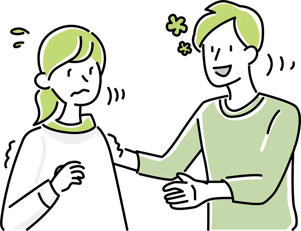 妻が夫に触れたくない様子。