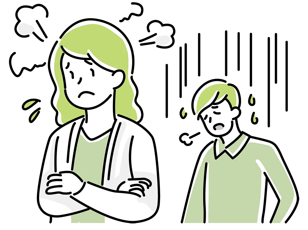 妻が感情的になってしまって夫が落ち込んでいる様子