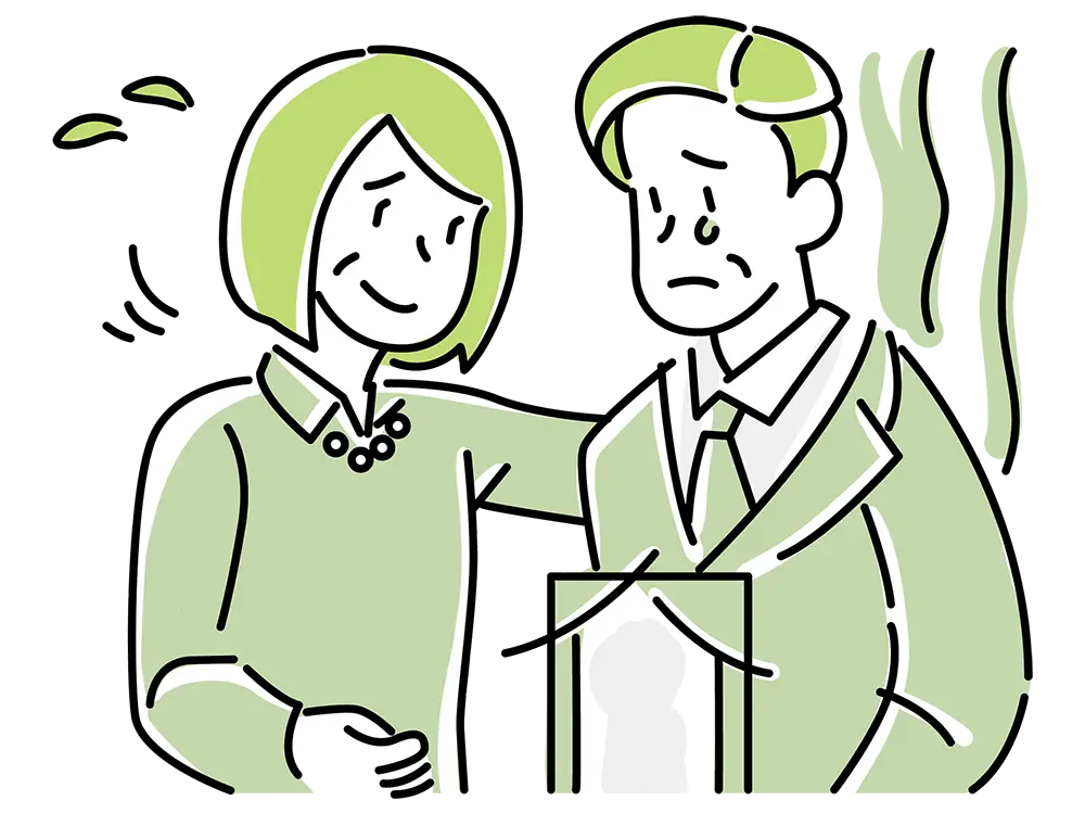 夫が父親の死で落ち込んでいて寄り添ってあげる妻