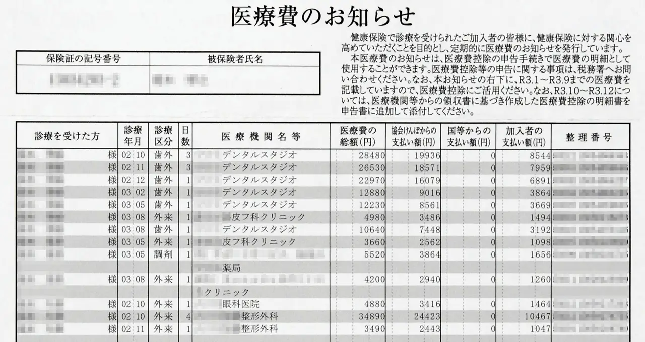 医療費のお知らせ