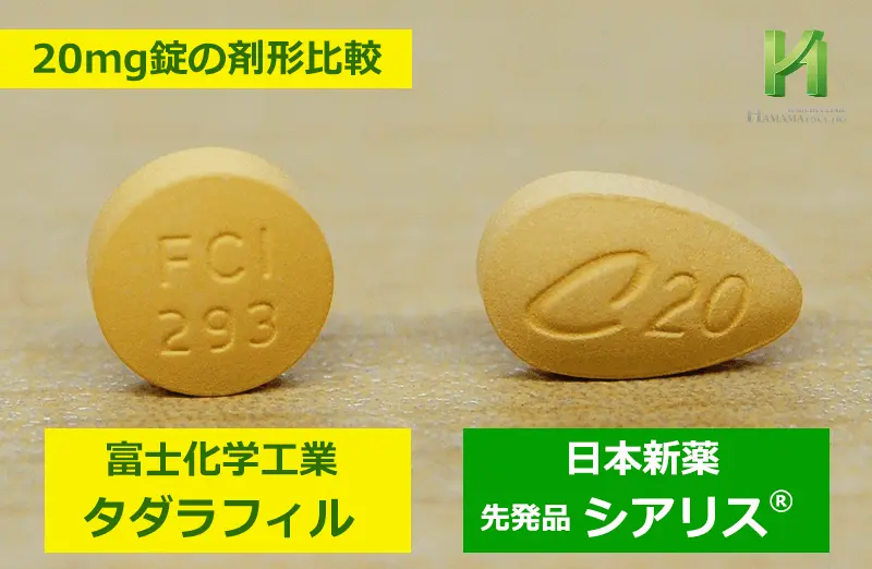 タダラフィル錠「FCI」とシアリス錠の比較画像