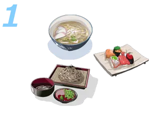 和食など油分の少ない食事のイラスト。